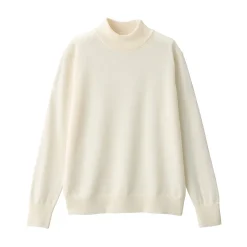 New Muji Pull col montant en laine à fine maille femme