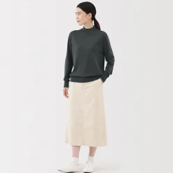 New Muji Pull col montant en laine à fine maille femme