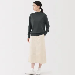 New Muji Pull col montant en laine à fine maille femme