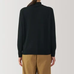 New Muji Pull col montant en laine à fine maille femme
