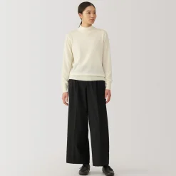 New Muji Pull col montant en laine à fine maille femme
