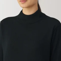 New Muji Pull col montant en laine à fine maille femme