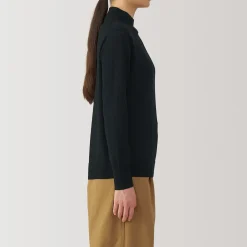 New Muji Pull col montant en laine à fine maille femme