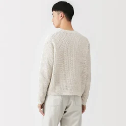 Best Muji Pull en coton biologique à grosses mailles et torsadé pour homme