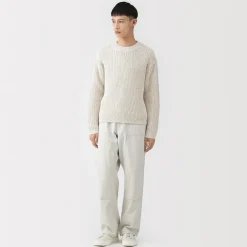 Best Muji Pull en coton biologique à grosses mailles et torsadé pour homme