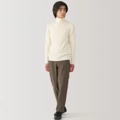 Hot Muji Pull en laine côtelée col roulé homme