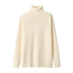 Hot Muji Pull en laine côtelée col roulé homme