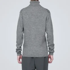 Hot Muji Pull en laine côtelée col roulé homme