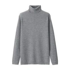 Hot Muji Pull en laine côtelée col roulé homme