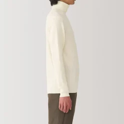 Hot Muji Pull en laine côtelée col roulé homme