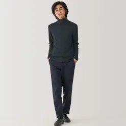 Hot Muji Pull en laine côtelée col roulé homme