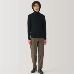 Hot Muji Pull en laine côtelée col roulé homme