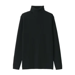 Hot Muji Pull en laine côtelée col roulé homme