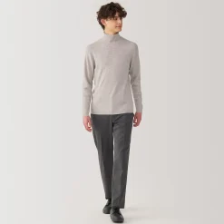 Hot Muji Pull en laine côtelée col roulé homme