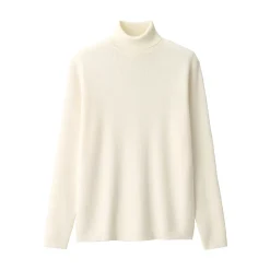 Hot Muji Pull en laine côtelée col roulé homme