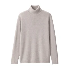 Hot Muji Pull en laine côtelée col roulé homme