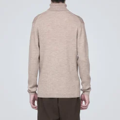 Hot Muji Pull en laine côtelée col roulé homme