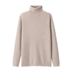 Hot Muji Pull en laine côtelée col roulé homme