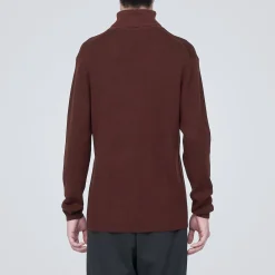 Hot Muji Pull en laine côtelée col roulé homme