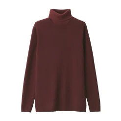 Hot Muji Pull en laine côtelée col roulé homme