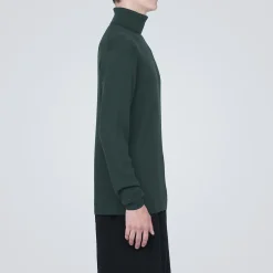 Hot Muji Pull en laine côtelée col roulé homme