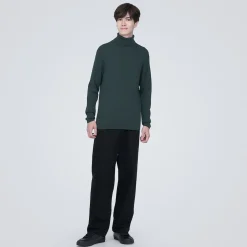 Hot Muji Pull en laine côtelée col roulé homme