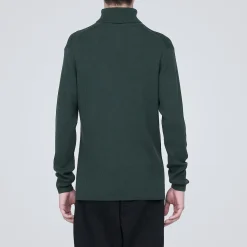 Hot Muji Pull en laine côtelée col roulé homme