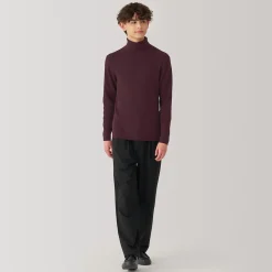 Hot Muji Pull en laine côtelée col roulé homme