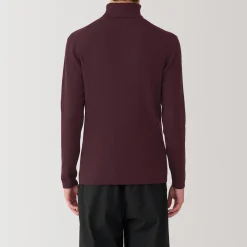 Hot Muji Pull en laine côtelée col roulé homme