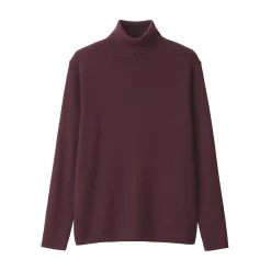 Hot Muji Pull en laine côtelée col roulé homme