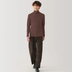 Hot Muji Pull en laine côtelée col roulé homme