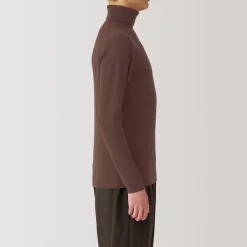 Hot Muji Pull en laine côtelée col roulé homme
