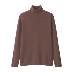 Hot Muji Pull en laine côtelée col roulé homme