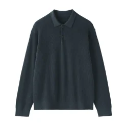 Sale Muji Pull polo côtelé en mélange de coton pour homme