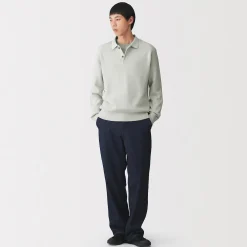 Sale Muji Pull polo côtelé en mélange de coton pour homme