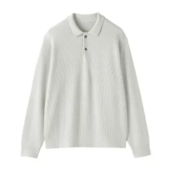 Sale Muji Pull polo côtelé en mélange de coton pour homme