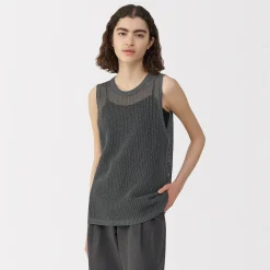 Outlet Muji Pull sans manche en tricot de washi et coton pour femme