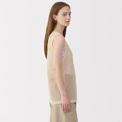 Outlet Muji Pull sans manche en tricot de washi et coton pour femme