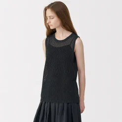 Outlet Muji Pull sans manche en tricot de washi et coton pour femme