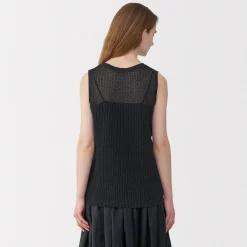 Outlet Muji Pull sans manche en tricot de washi et coton pour femme