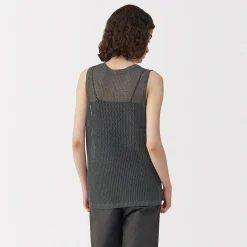 Outlet Muji Pull sans manche en tricot de washi et coton pour femme