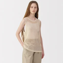 Outlet Muji Pull sans manche en tricot de washi et coton pour femme