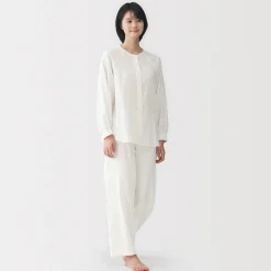 Sale Muji Pyjama en double gaze à pois dobby pour femme