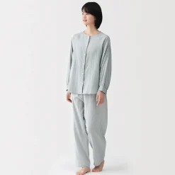 Sale Muji Pyjama en double gaze à pois dobby pour femme