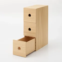 Discount Muji Rangement en bois 3 tiroirs