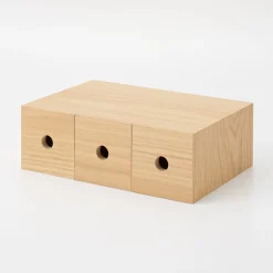 Discount Muji Rangement en bois 3 tiroirs