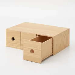 Discount Muji Rangement en bois 3 tiroirs