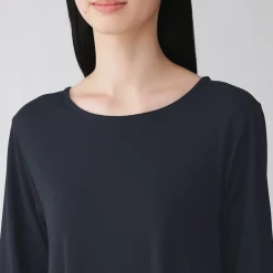 Hot Muji Robe à coupe trapèze et à manches longues en jersey de mélange Lyocell pour femme