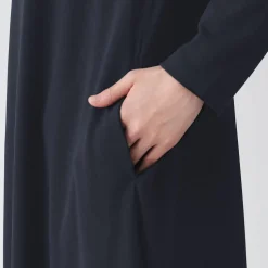 Hot Muji Robe à coupe trapèze et à manches longues en jersey de mélange Lyocell pour femme