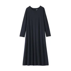 Hot Muji Robe à coupe trapèze et à manches longues en jersey de mélange Lyocell pour femme